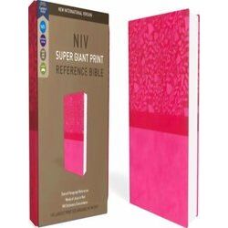 NIV, Super Giant Print Reference Bible, Leathersoft, Pink, Red Letter, Comfort P