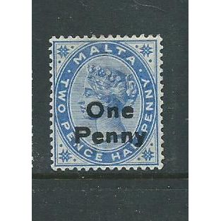 malta stamps 1902 sg37 sg 37 mh brighter blue shade