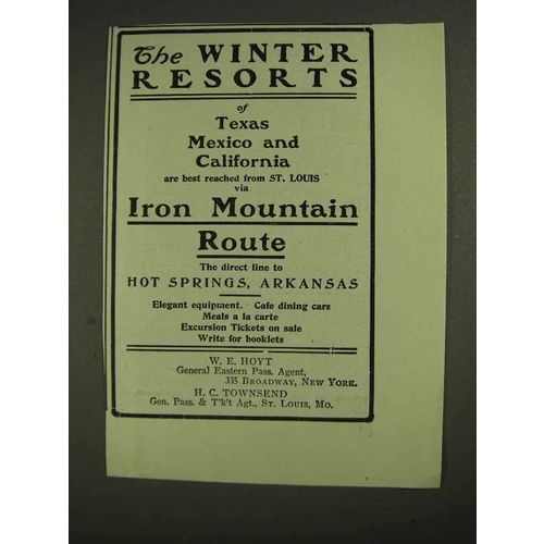 1903 Iron Mountain Line Ad - The Winter Resorts