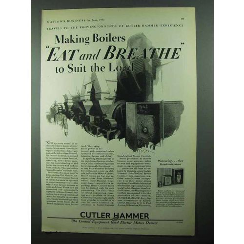1931 Cutler-Hammer Motor Controls Ad - Making Boilers