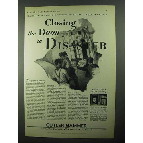 1931 Cutler-Hammer Motor Controls Ad - Door to Disaster