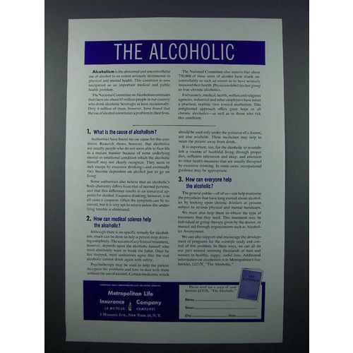 1951 Metropolitan Life Insurance Ad - The Alcoholic