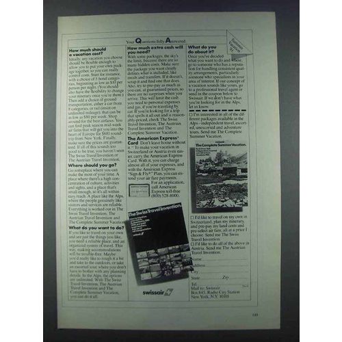 1981 SwissAir Airlines Ad - Questions Fully Answered