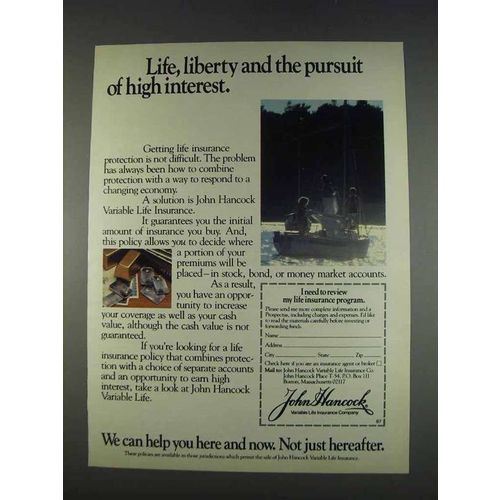 1982 John Hancock Insurance Ad - Life, Liberty