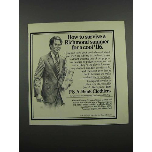 1983 JoS. A. Bank Clothiers Suits Ad - Richmond Summer