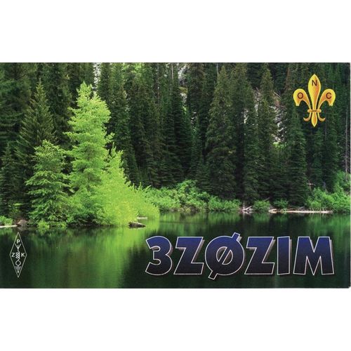 Polish Amateur Radio QSL Card 3Z0ZIM Przasnysz Poland 1996 3ZØZIM Scout Scouting