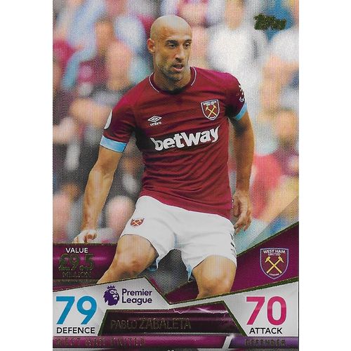 Match Attax Ultimate 2018/19 Cards: West Ham United - Defender, Zabaleta