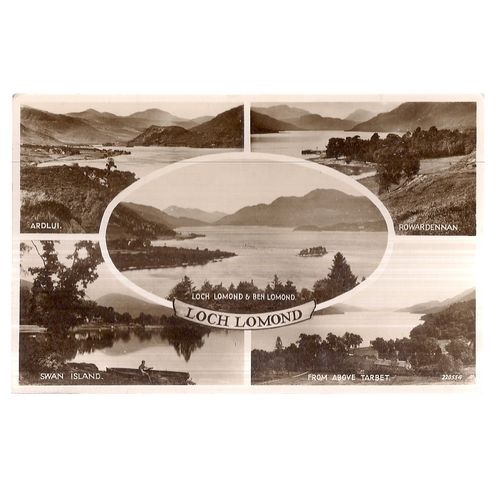 LOCH LOMOND. SCOTLAND multiview used vintage postcard RP 1958 postmark =