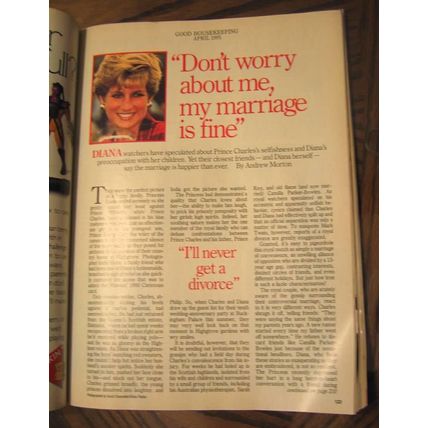 GOOD HOUSEKEEPING MAGAZINE APRIL 1991 PRINCESS DIANA "I'LL NEVER GET A DIVORCE"