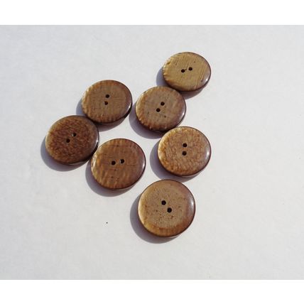 J7 Brown Raised Front Coat Button 25mm 1 Inch Round 2 Hole 7 Pieces Sewing Craft