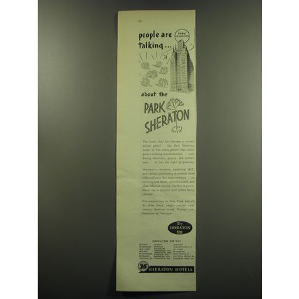 1949 Park Sheraton Hotel Ad - People are talking about the Park Sheraton