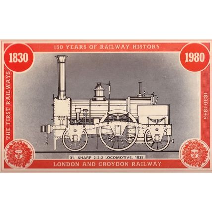Sharp 2-2-2 Locomotive 1838 Train London & Croydon Railway Postcard