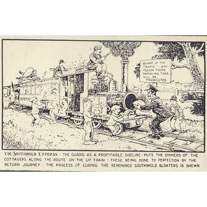 The Southwold Express Guard Mending Train Suffolk Poster Postcard