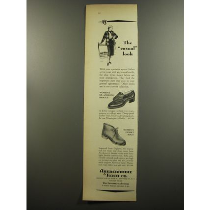1953 Abercrombie & Fitch Shoes Ad - Women's St. Andrews Brogue and Desert Boot