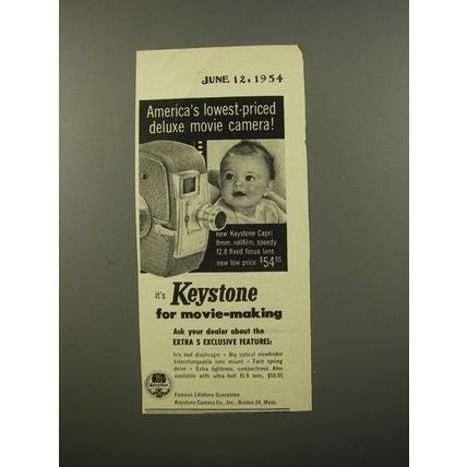 1954 Keystone Capri Movie Camera Ad - America's lowest-priced