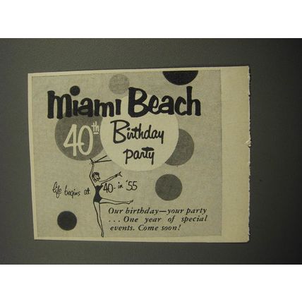 1955 Miami Beach Florida Ad - Miami Beach 40th Birthday Party