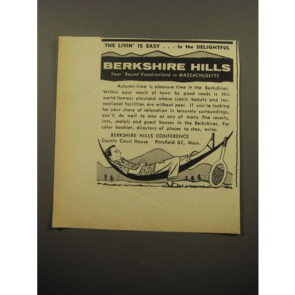 1955 Berkshire Hills Massachusetts Ad - The livin' is easy