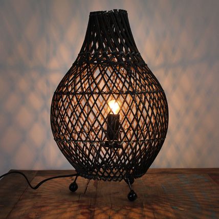 Rattan Table Lamp - Black