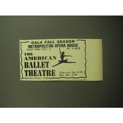 1958 The American Ballet Theatre Ad - Gala Fall Season Metropolitan Opera House