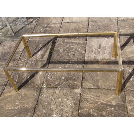 Large Metal Frame Coffee Table for Repair (Rusty) Brass Effect Glass Top modern