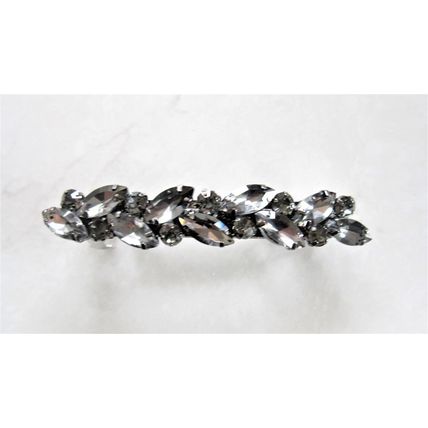 Choose your size silver metal clear or gray crystal hair pin clip barrette