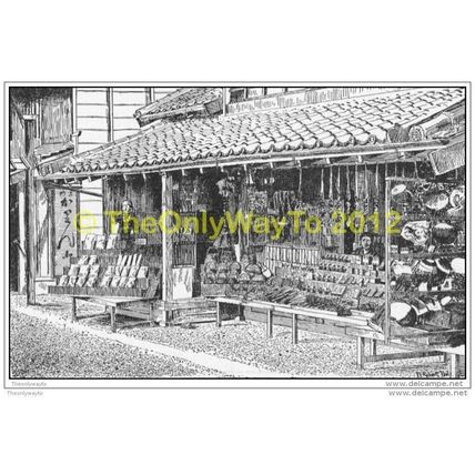 JAPANESE SHOP, FROM PICTURESQUE JAPAN, 1910 MODERN REPRODUCTION