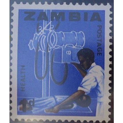 Zambia QEII 1964 1d Health Radiographer Mounted Mint MM SG 95 Sc 5 stamp