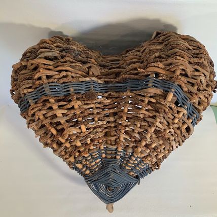 Vintage Basket Buttocks Egg Gathering Hand Woven Primitive Farmhouse Gods Eye