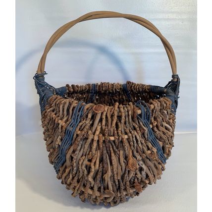 Vintage Basket Buttocks Egg Gathering Hand Woven Primitive Farmhouse Gods Eye