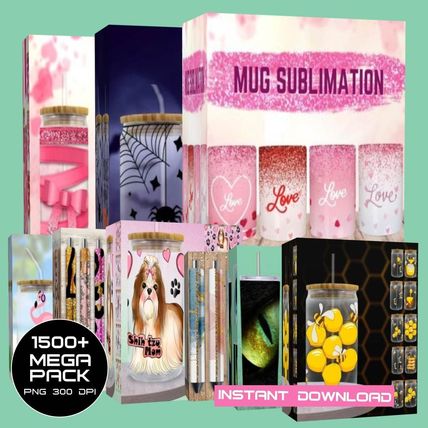 kit print 1500 sublimation on mug t-shirts tumbler pen can glass png svg eps dfx