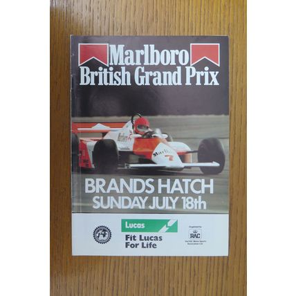 1982 FORMULA 1 BRITISH GRAND PRIX PROGRAMME + RACE CARD @ BRANDS HATCH