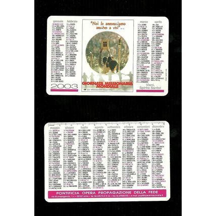 Calendarietto Sacro 2003 - Pontificia Opera Propagazione della Fede - Giornata M