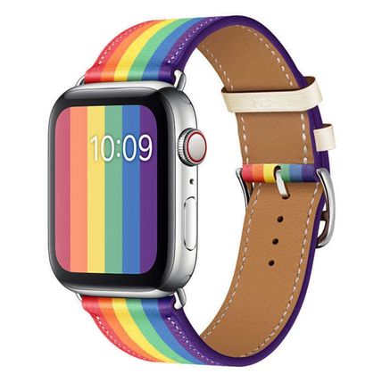 Rainbow Leather Watchband, For Apple Watch Series 7 41mm / 6 & SE & 5 & 4 40mm /