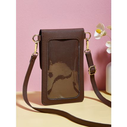 Ladies' Mobile Phone Bag Wallet Crossbody Bag Brown