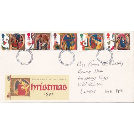 ROYAL MAIL First Day Cover December 1991 CHRISTMAS Postmark: Guildford Surrey