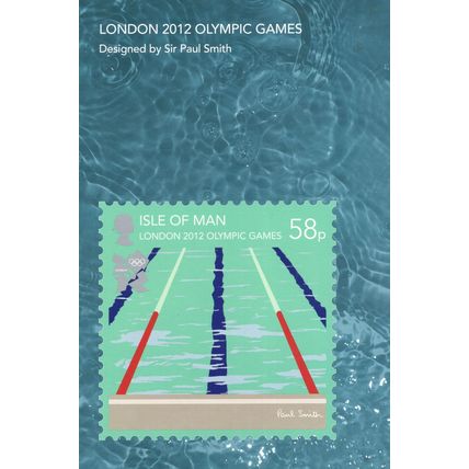 2012 Olympic Games Swimming 58p London Race Isle Of Man Postcard