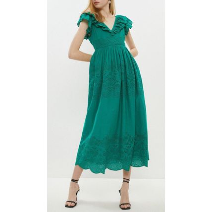 COAST Ruffle Detail Embroidered Maxi Dress BNWT