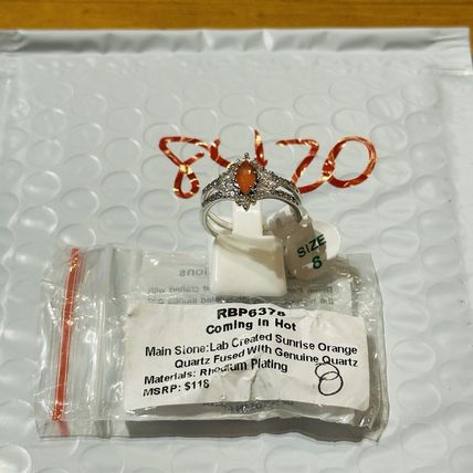 NIB Bomb Party Sz8 BP RBP6378 Coming In Hot LC Sunrise Orange Quartz Rhodium Pl