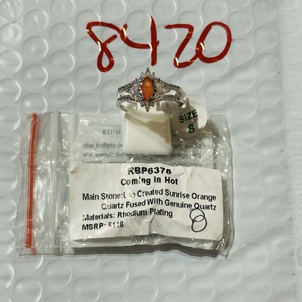 NIB Bomb Party Sz8 BP RBP6378 Coming In Hot LC Sunrise Orange Quartz Rhodium Pl