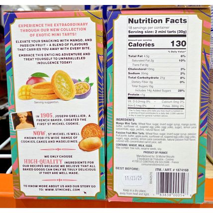 St Michel French Mini Tarts Tropical Fruits Mango & Passion Fruit (2 Boxes)
