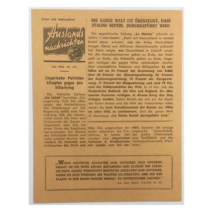 WW2 Russian/Soviet Air Drop Leaflet Illustrated by Boris Efimov. - Code 1371.