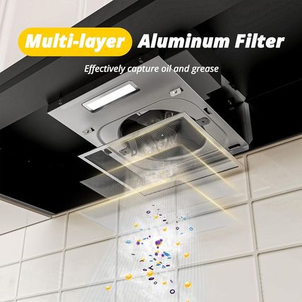 FIREGAS Black Range Hood 36 Inch under Cabinet, Ducted/Ductless Convertible Kitc