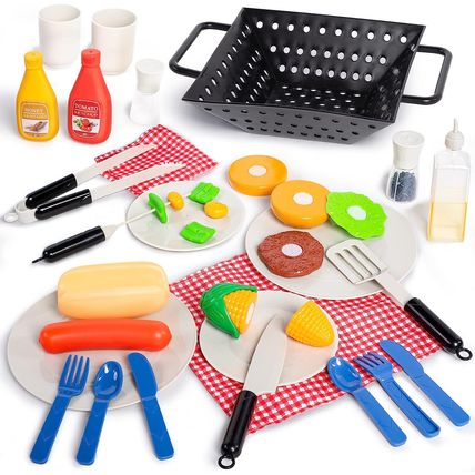 JOYIN 34 PCS Kitchen Toy Set, BBQ Play Grill, Cooking Toy Set, Little Chef Play,
