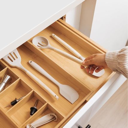 Adjustable Kitchen Drawer Organizer for Utensils and Junk, Food-Safe Contract Gr