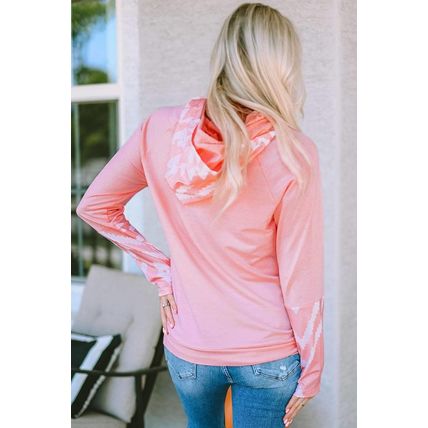 Pink Leopard Sunflower Aztec Print Drawstring Hoodie