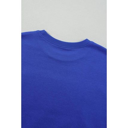 Dark Blue Game Day Crew Neck Graphic Pullover Sweatshirt