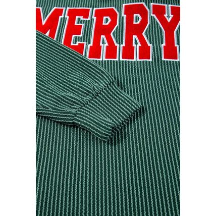 Evergreen Corded MERRY Graphic Long Sleeve Top and Shorts Set