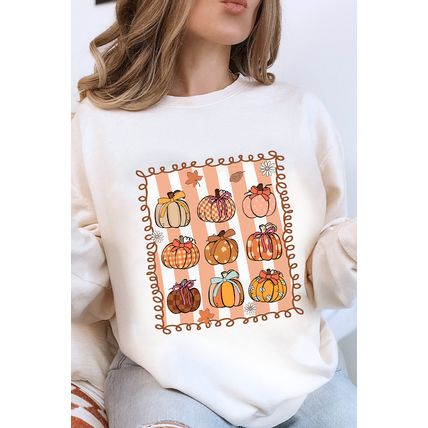 White Fall Bow Pumpkin PNG Sublimation Graphic Sweatshirt
