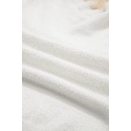 Beige Lace Sleeve Patchwork Faux Two-piece Fuzzy Sweater