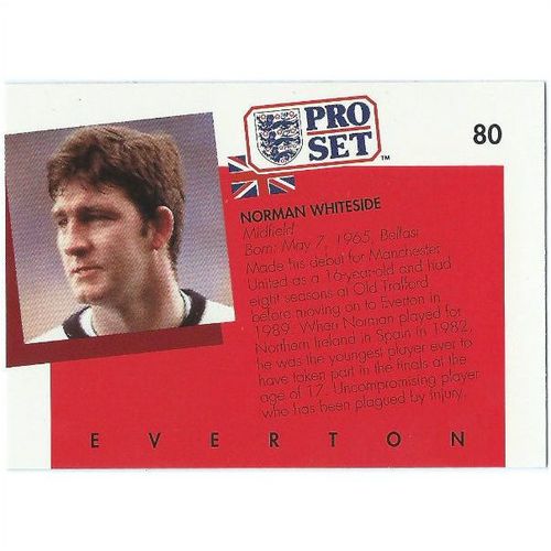 1990/1991 Pro Set Footbal - #80 - Norman Whiteside